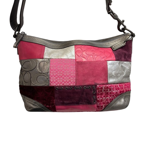 Coach f12865 vintage y2k PINK signature patchwork shoulder duffle bag RARE - Picture 1 of 16